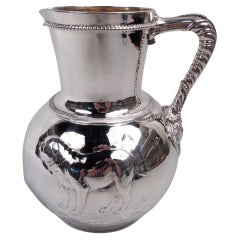 Jarra de agua Bulldog Victoriana Clásica de Plata de Ley Elkington