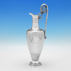 Elkington - Victorian Sterling Silver Wine Ewer and Goblet Set, 1869