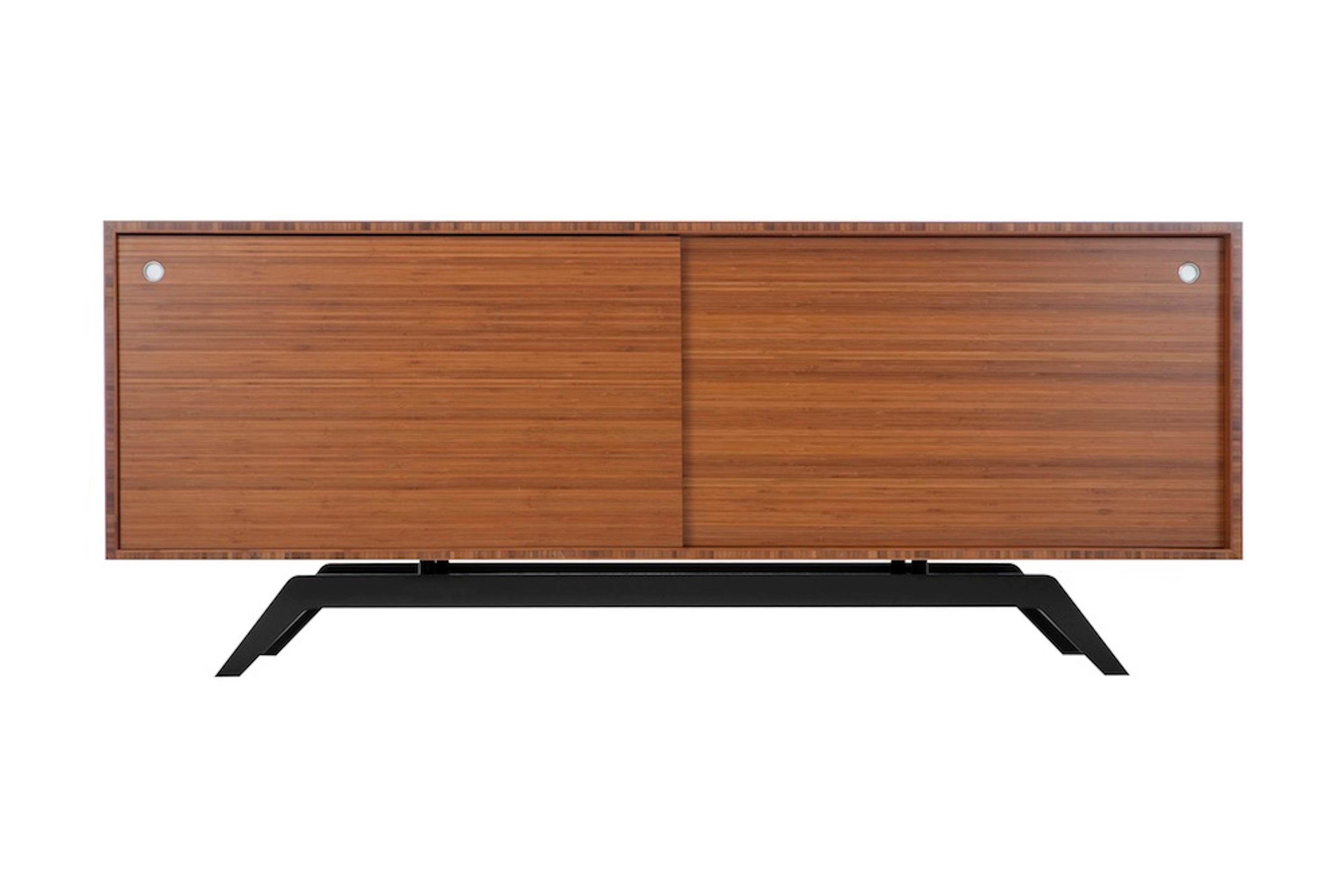 Inspired by classic mid-century design, the Elko Credenza’s colorful metal base was born out of the new millennium. Eighteen custom combinations let you develop this instant show piece for the home, office or studio that has your own personal stamp