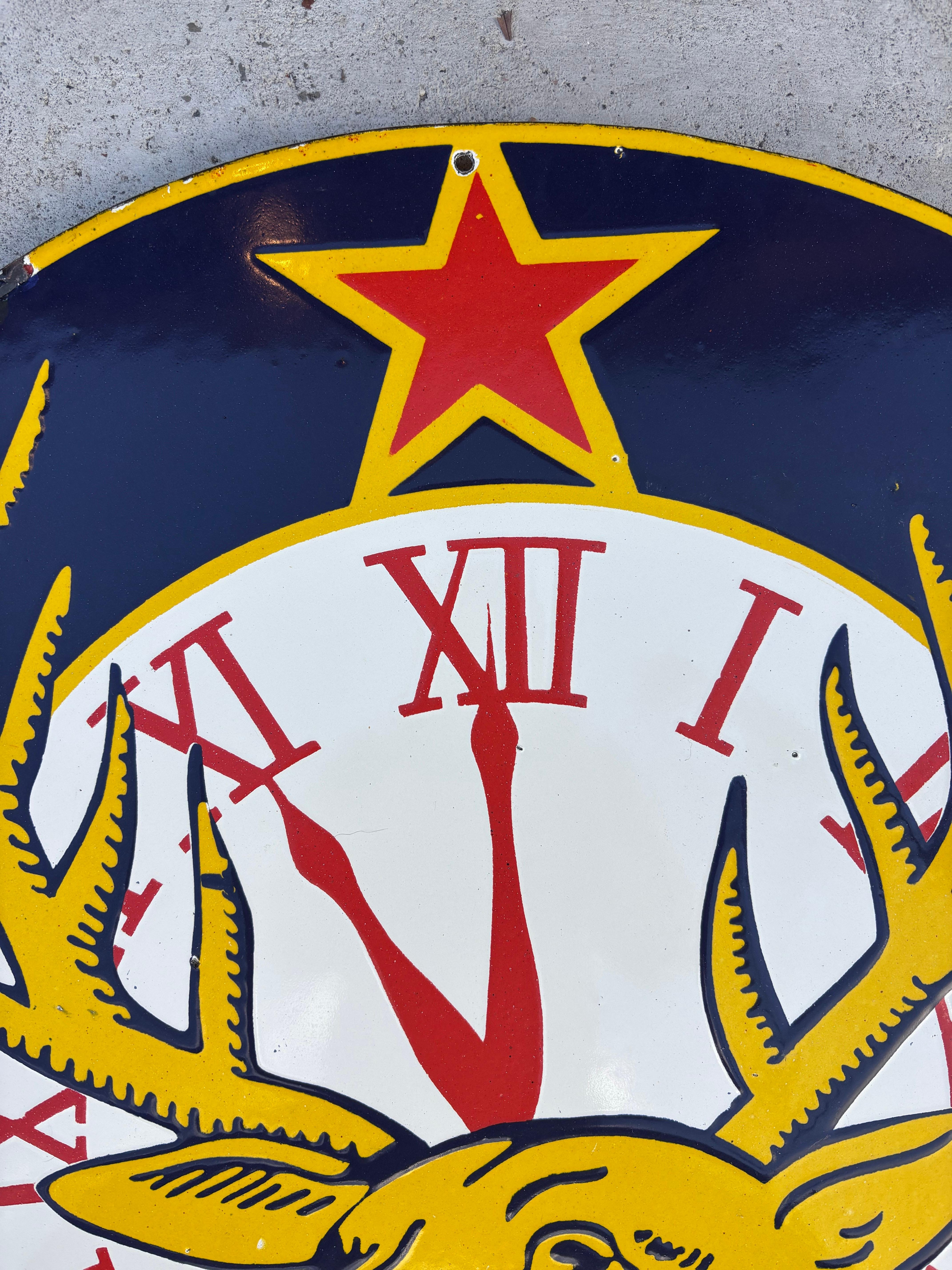 Américain Panneau en émail 2 faces du club des élans B.P.A. B. en vente