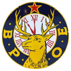 Insegna smaltata su due lati del Club degli Elks B.P.O.E.