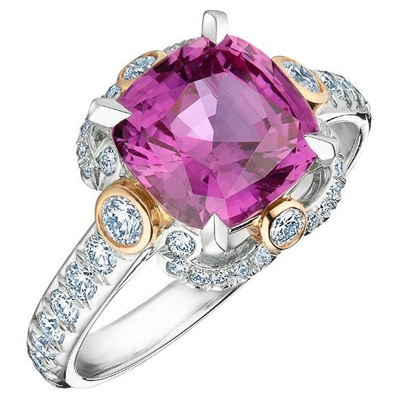 Ella 2.57cts Pink Sapphire & Diamond Ring For Sale