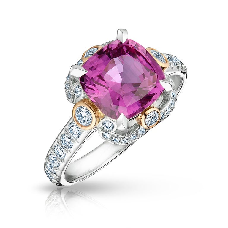 Ella 3.18cts Pink Sapphire and Diamond Ring For Sale at 1stDibs