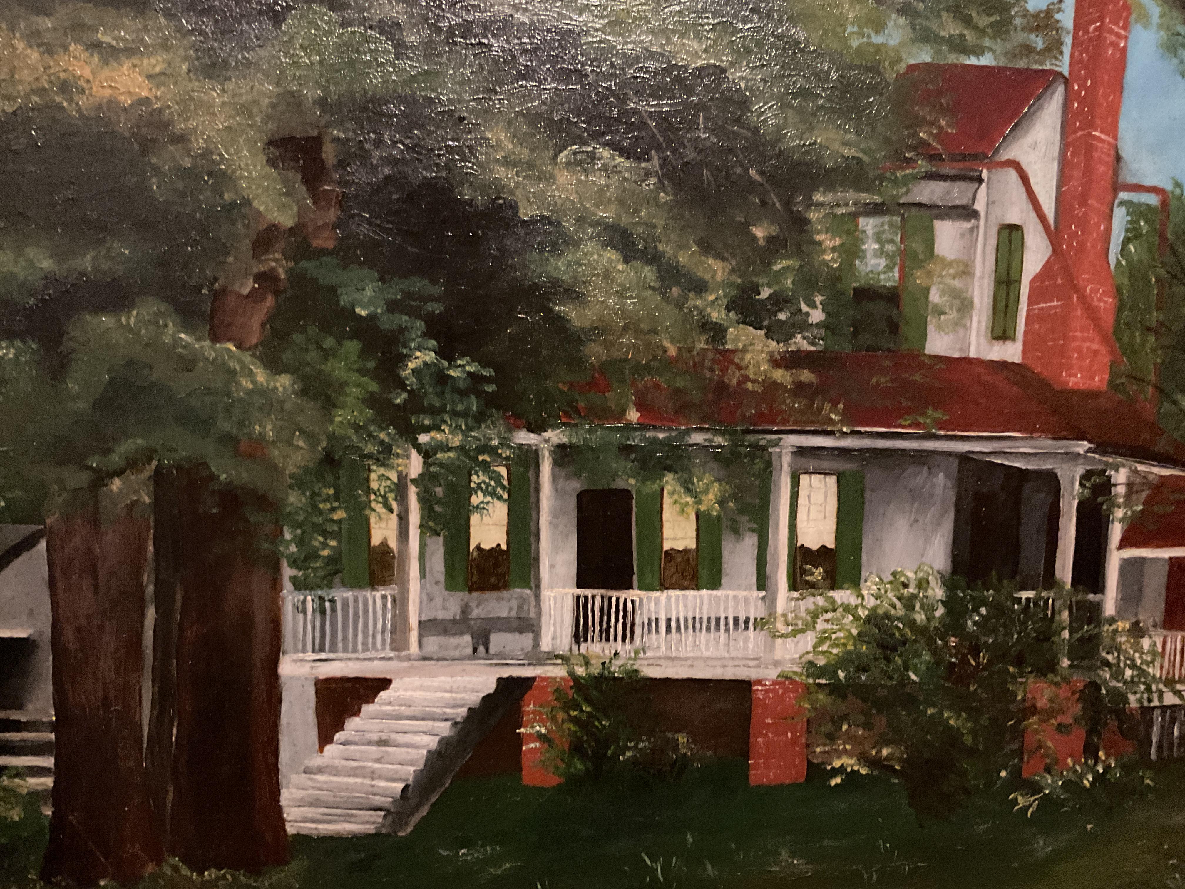Pittura storica del Sud - Fattoria della Carolina del Nord - Belcross, Camden Co. - Painting Arte popolare di Ella Bidgood