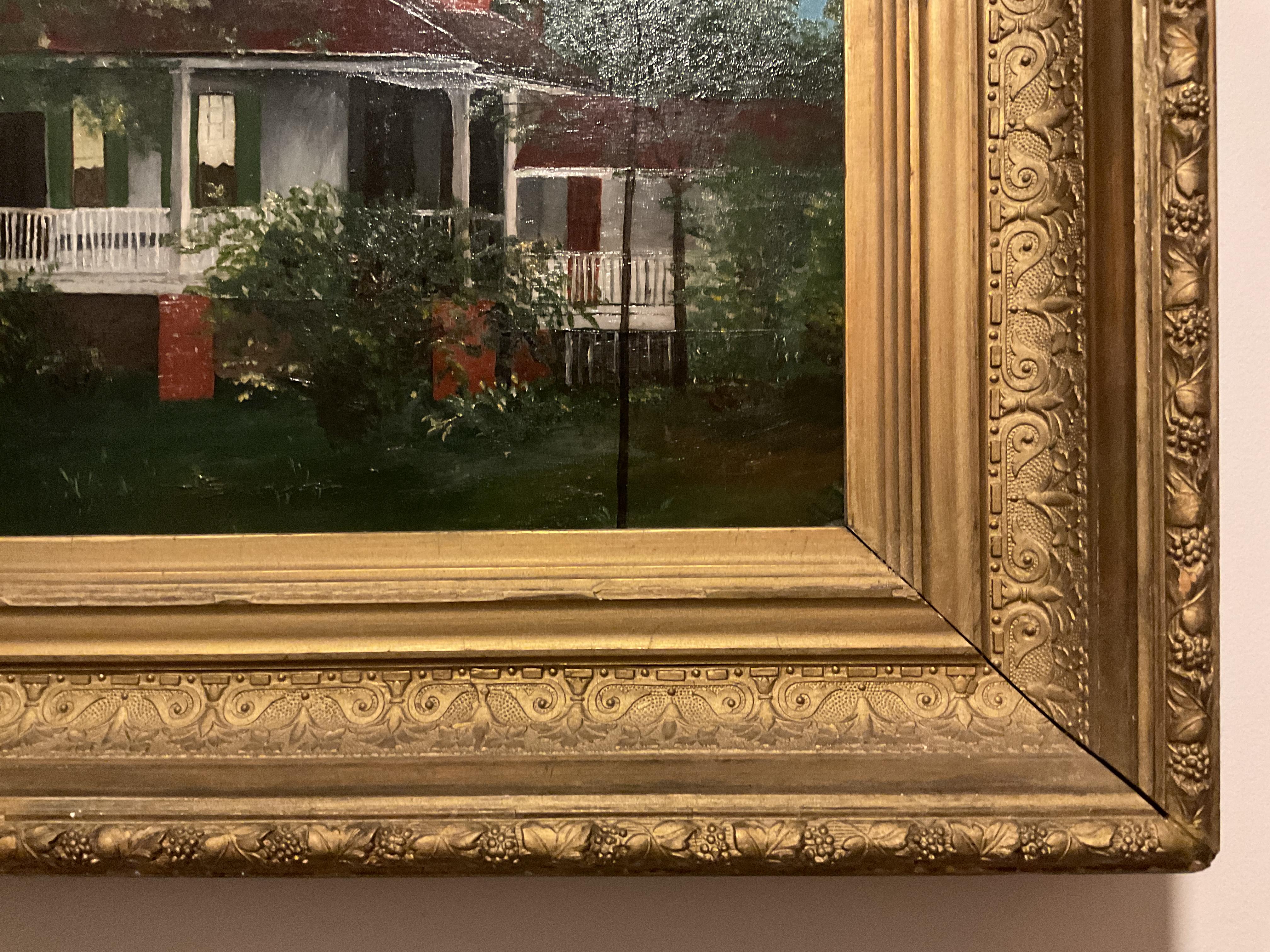 Pittura storica del Sud - Fattoria della Carolina del Nord - Belcross, Camden Co. - Landscape Painting Marrone di Ella Bidgood