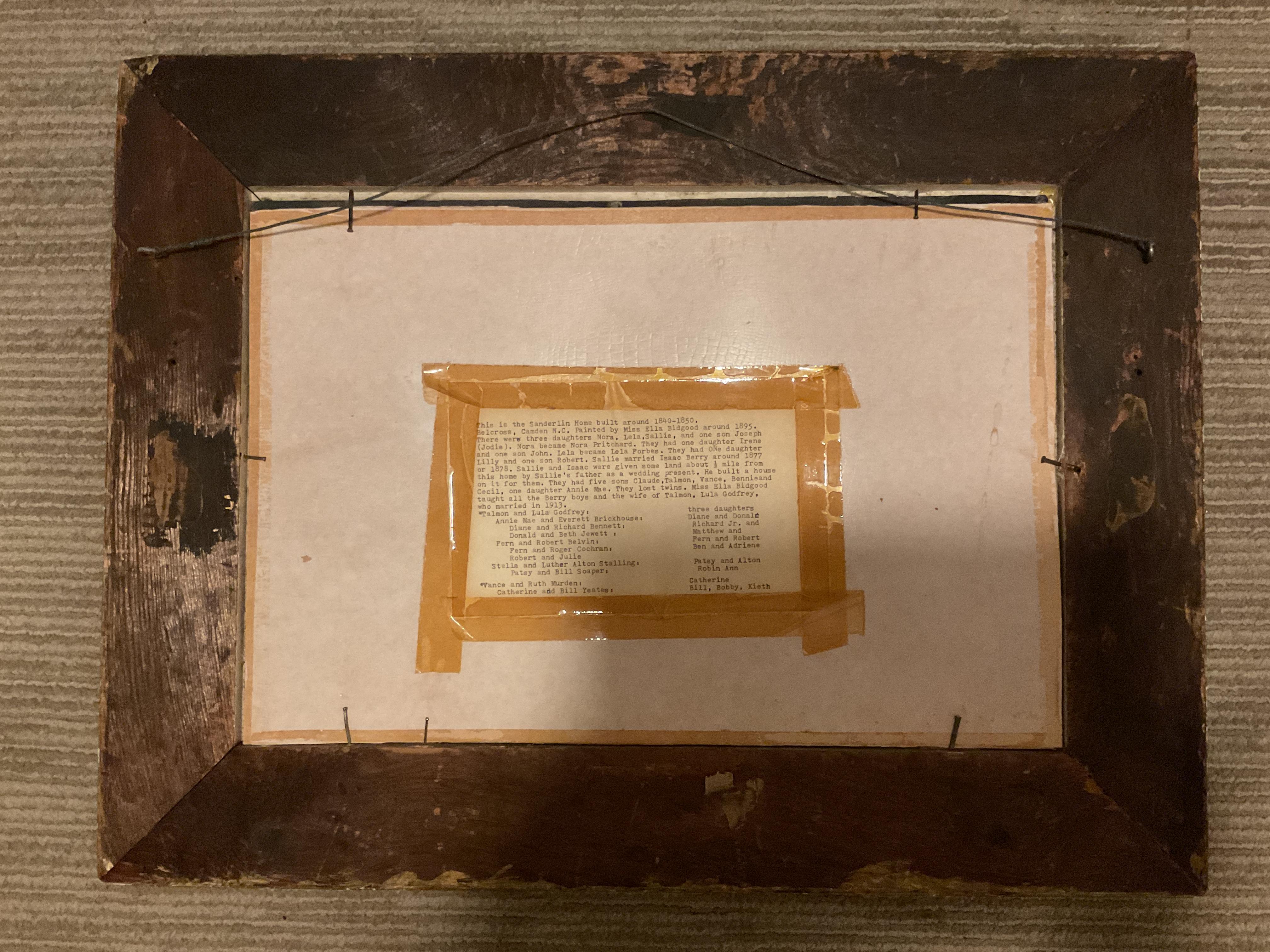 Se ti interessano la storia e l'architettura delle Tidewater della Carolina del Nord orientale, questo quadro potrebbe essere un'ottima aggiunta alla tua casa o alla tua collezione.  Si tratta di un olio su tavola della Sanderlin House di Belcross,