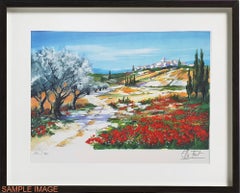 Flower Field (FRAMED + FREE US SHIPPING) (Provence, landscapes, countryside art)