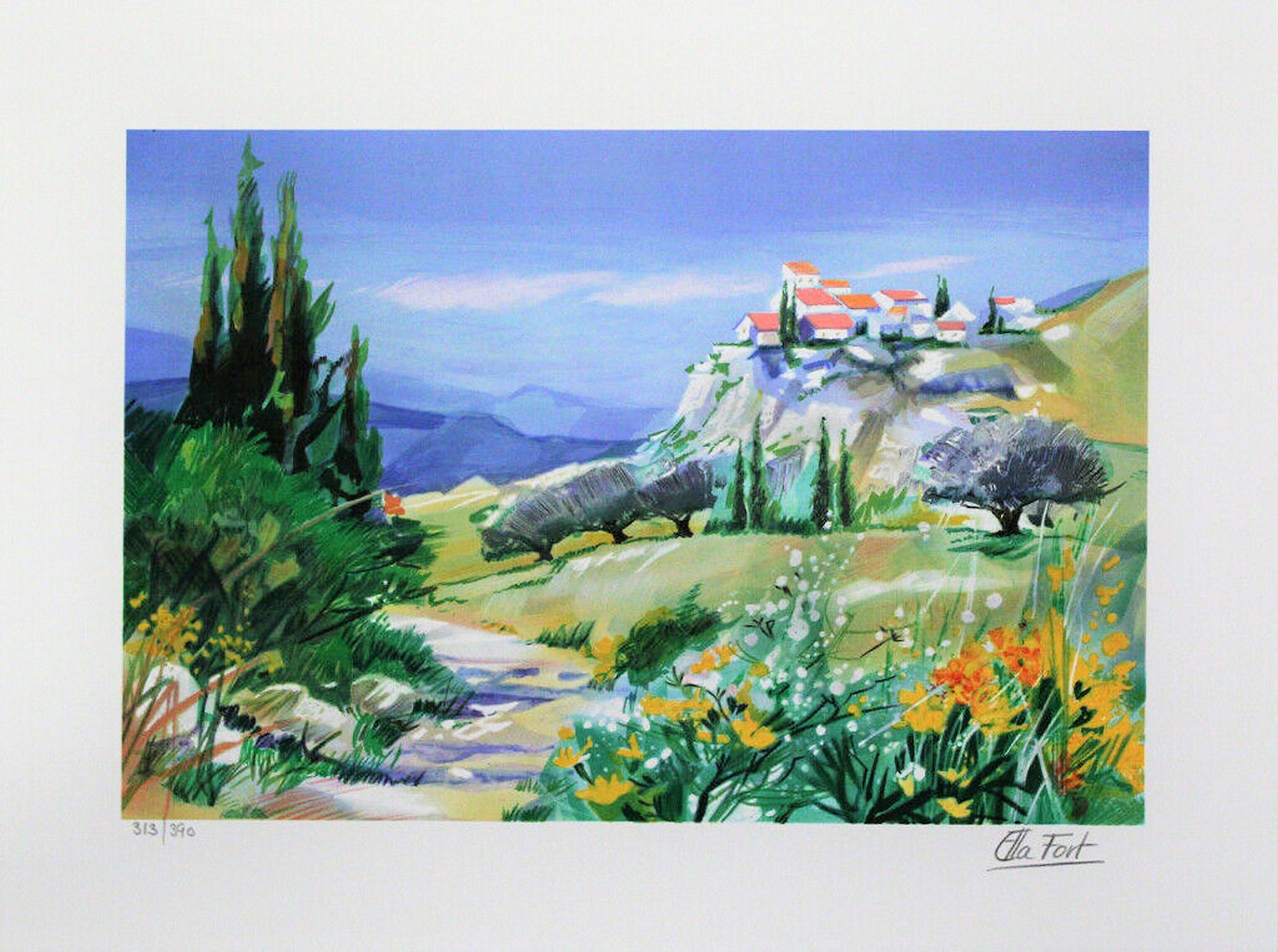 Ella Fort
Spring in Brittany (Champ Fleuri)
Color Lithograph
Signed, numbered or inscribed
Edition: 390 + 250
Size: 7.8 × 11.7 on 11.7 × 15.6 inches 
Framed: 16.25x20 inches
COA provided

*Framing Options Available - Please Inquire
**edition number