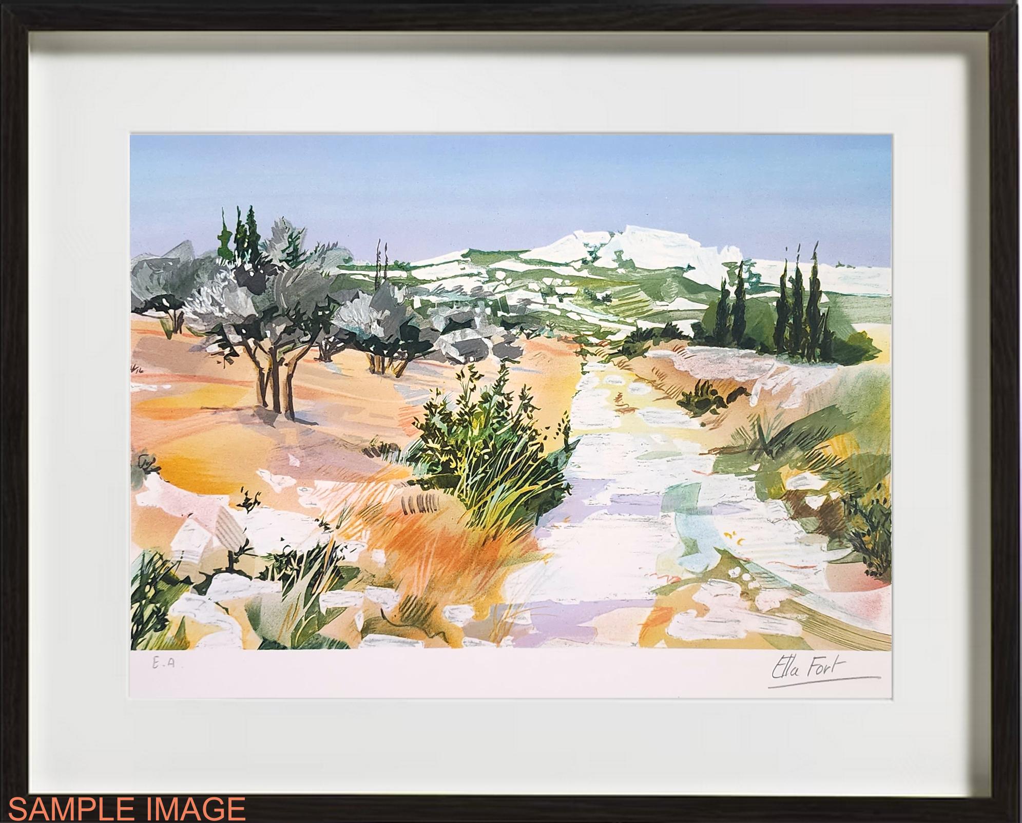 Ella Fort Landscape Print - The Lonesome Road (FRAMED + FREE US SHIPPING) (Provence, landscapes)