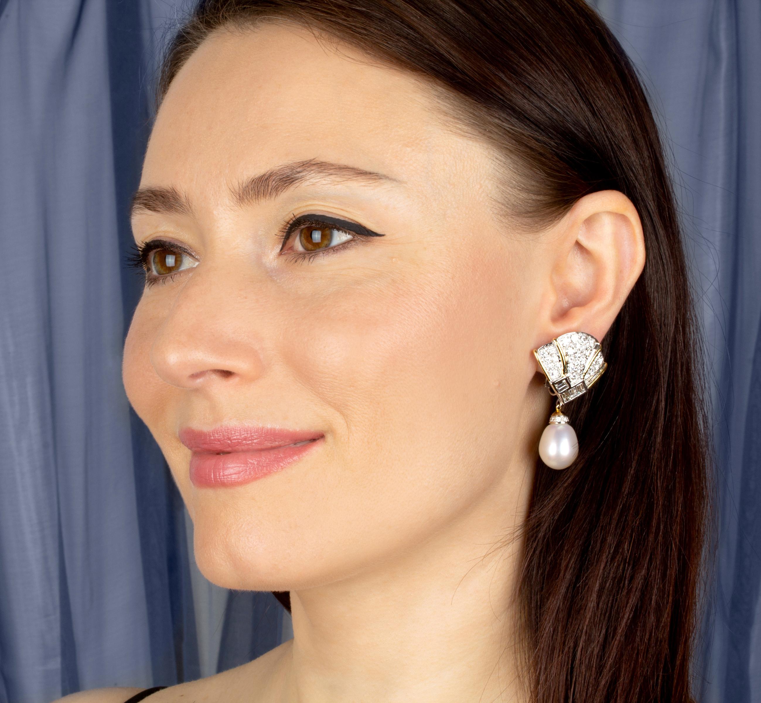 Ella Gafter 14,5 mm Südseeperlen-Diamant-Ohrringe (Künstler*in) im Angebot