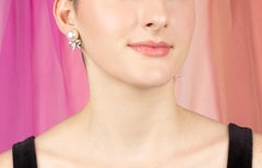 South Sea Pearl Diamond Clip-on Earrings Bow Design by Ella Gafter