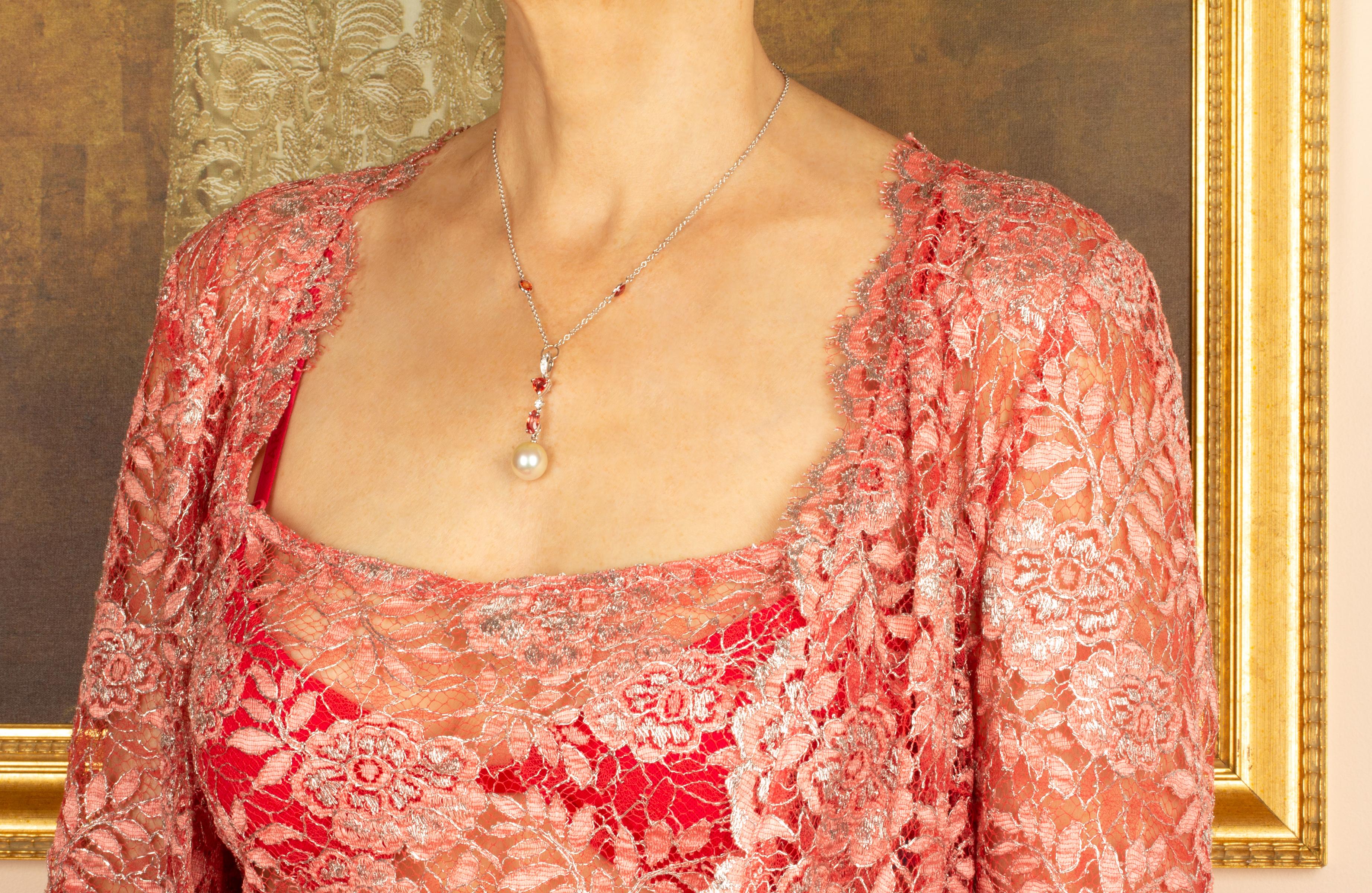 Contemporary Ella Gafter Pearl Sapphire Pendant For Sale
