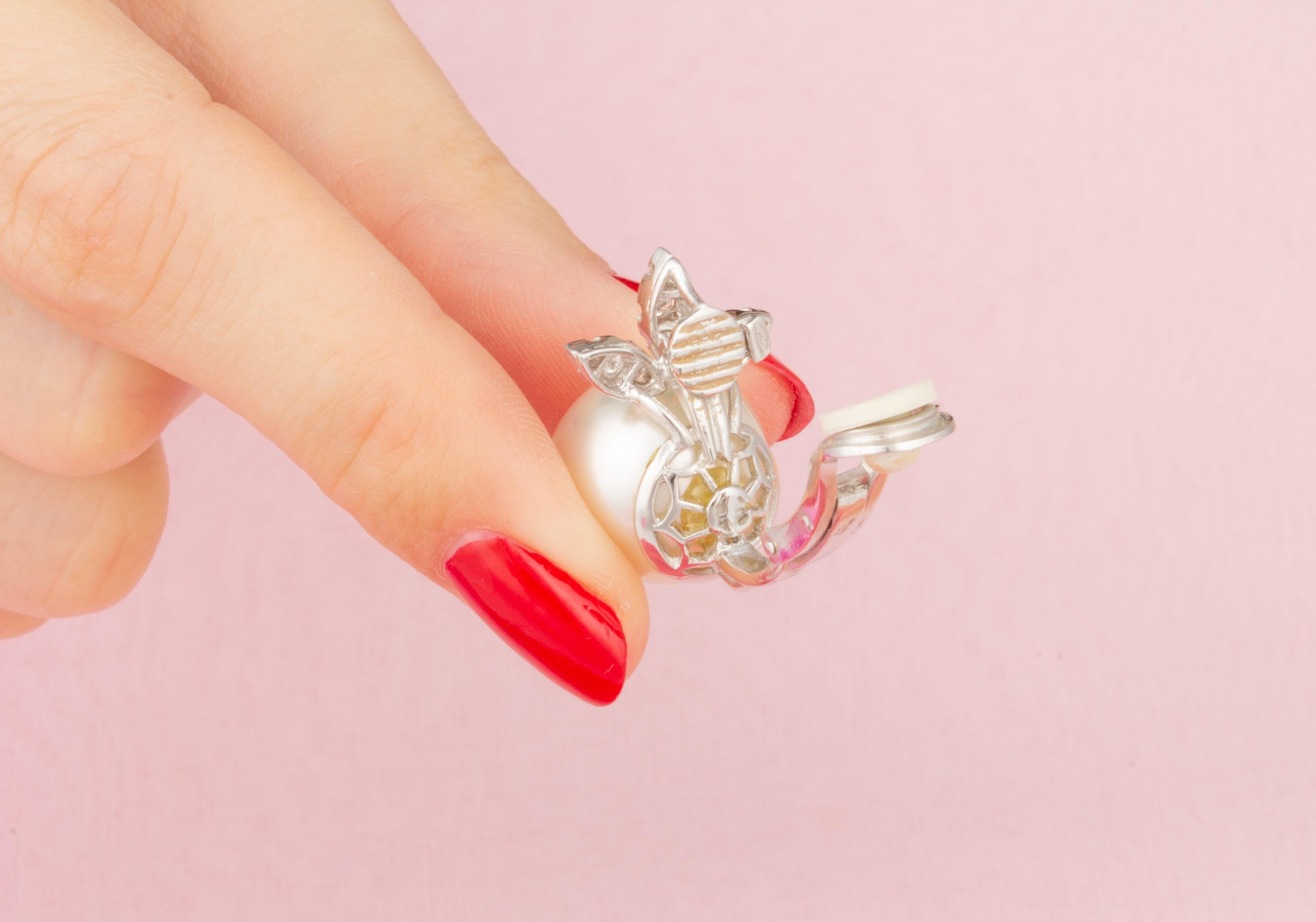 Orecchini di diamanti con perle dei mari del sud 15,5 mm Design/One di Ella Gafter in vendita 2