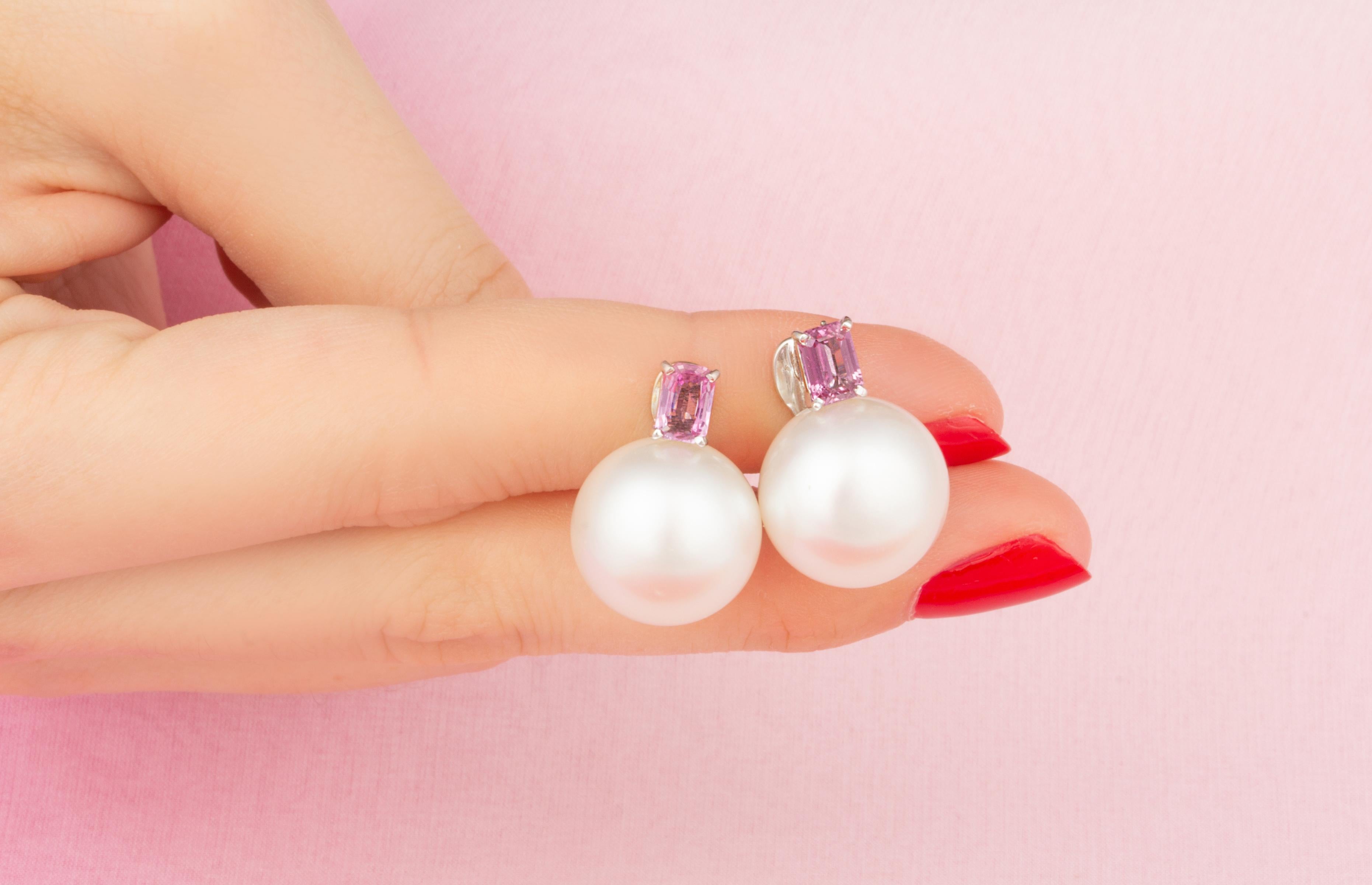 Ella Gafter 15mm South Sea Pearl Stud Earrings  In New Condition For Sale In New York, NY