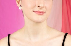 South Sea Pearl 15mm Pink Sapphire Clip-On Earrings Design by Ella Gafter