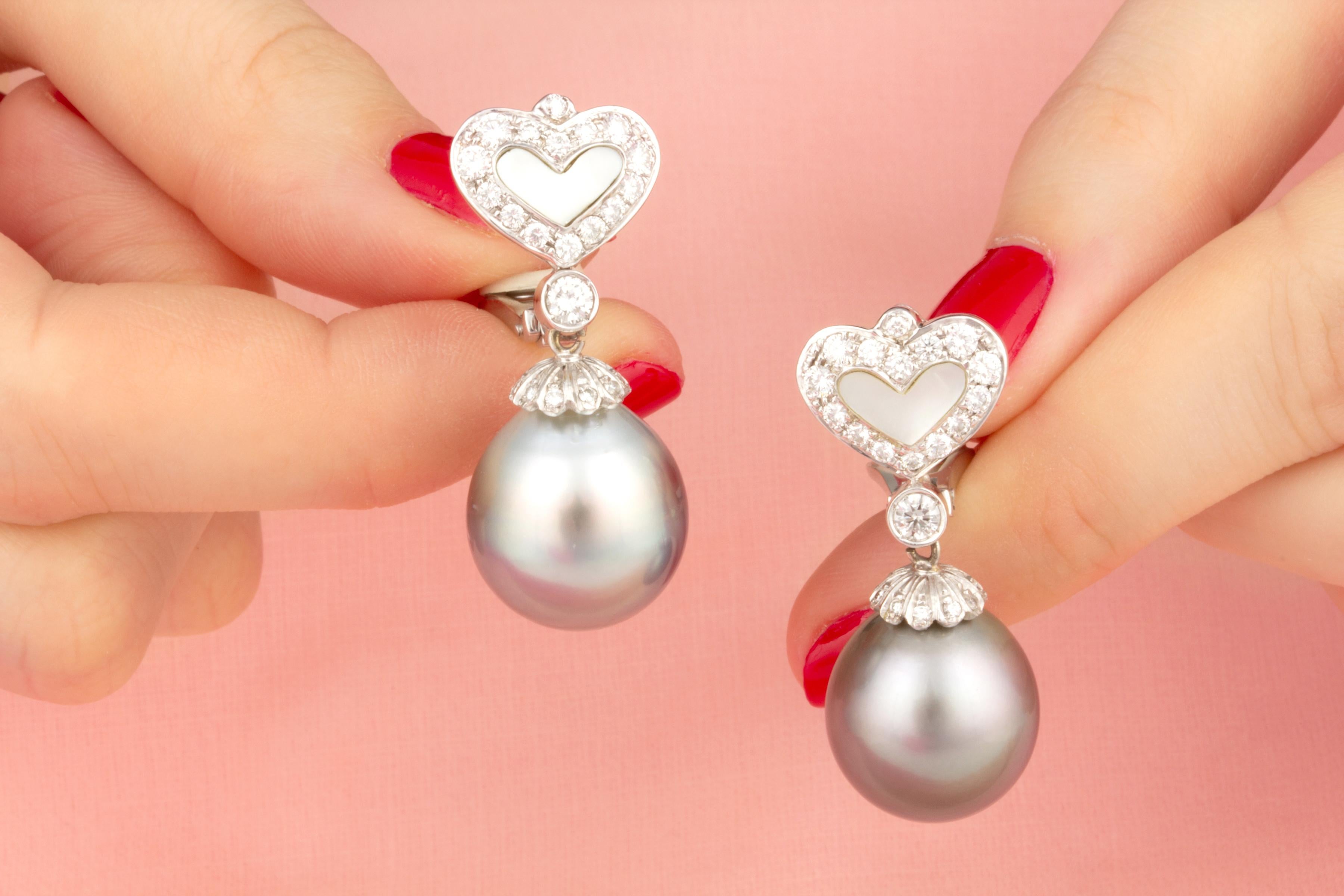 Ella Gafter 16,5 mm Schwarze Tahiti-Perlen-Diamant-Ohrringe im Zustand „Neu“ im Angebot in New York, NY