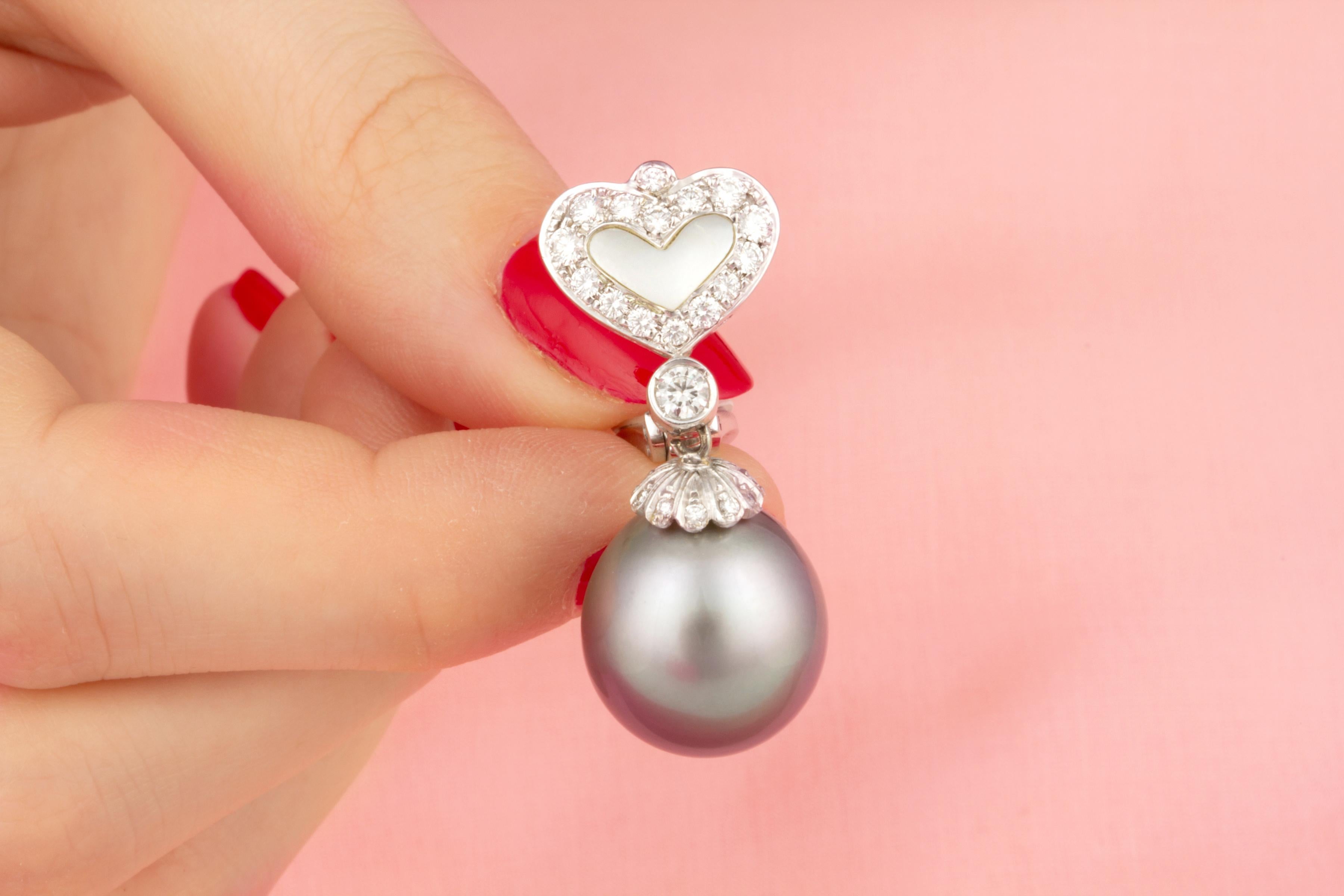 Ella Gafter 16,5 mm Schwarze Tahiti-Perlen-Diamant-Ohrringe im Angebot 2