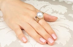 South Sea Pearl 16mm Diamond Ring Rose Gold Design by Ella Gafter