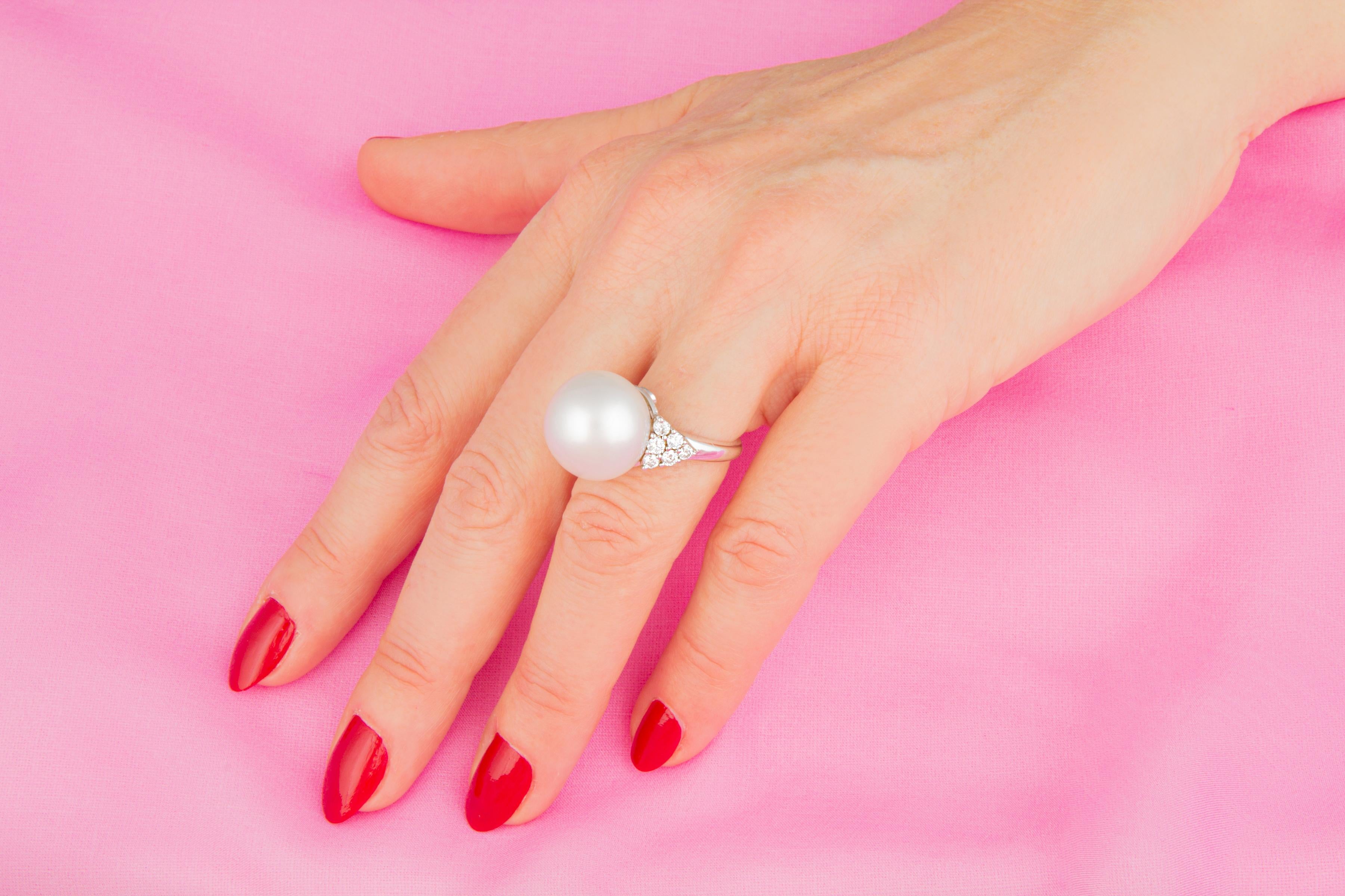 Ella Gafter 16mm South Sea Pearl and Diamond Ring For Sale 3