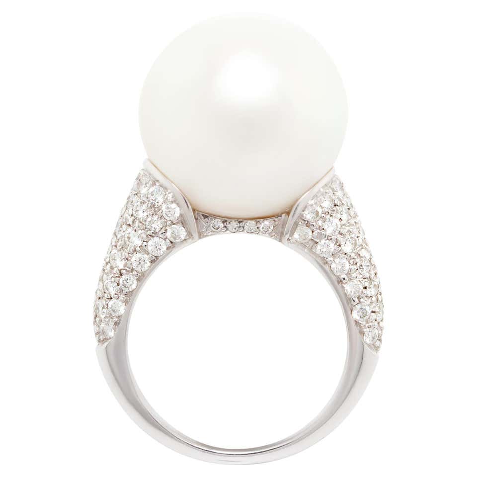 South Sea Pearl And Marquise Diamond Cocktail Ring Design by Ella ...