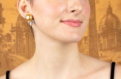 Golden South Sea Pearl 17mm Diamond Clip-On Earrings Bow Design by Ella Gafter