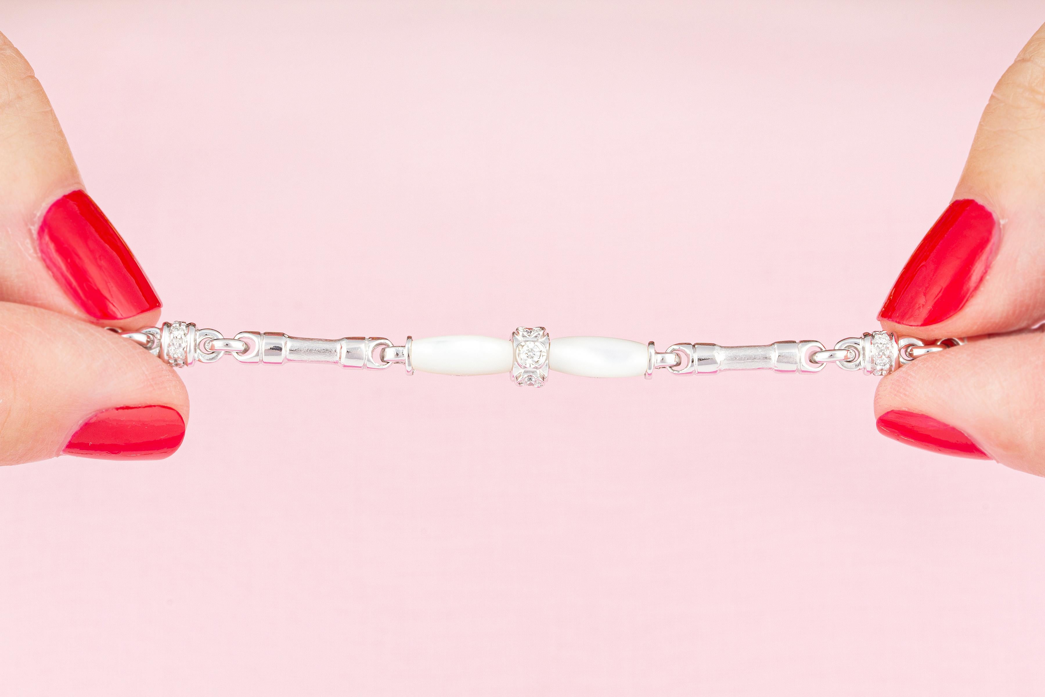 Ella Gafter Perlen-Diamant-Schleifen-Anhänger-Halskette im Angebot 2