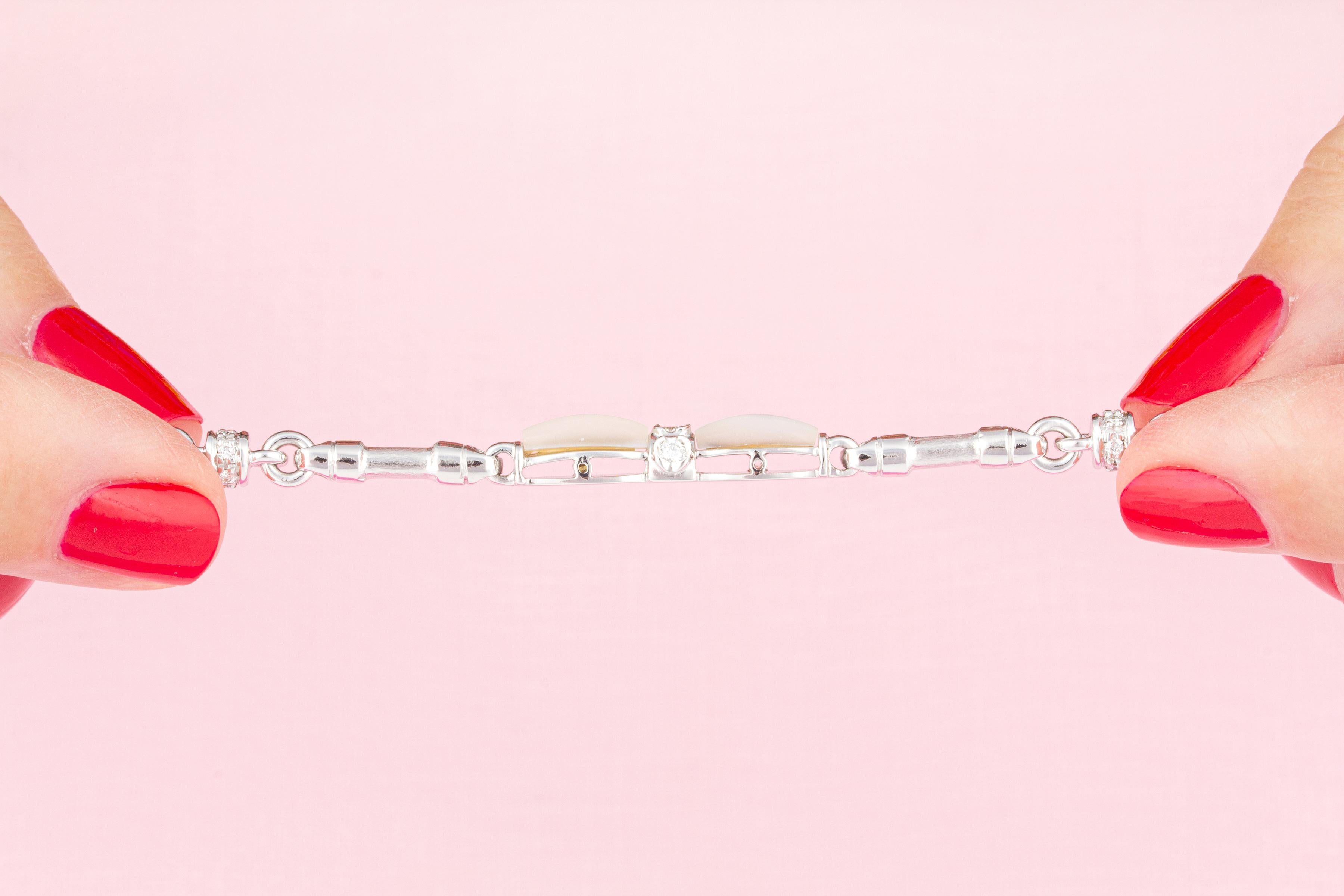 Men's Ella Gafter Pearl Diamond Bow Pendant Necklace For Sale