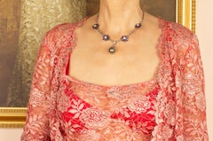 Tahitian Black Pearl 17mm and Diamond Pendant Necklace Design by Ella Gafter