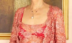 Pearl Sapphire Diamond Pendant Necklace Design by Ella Gafter