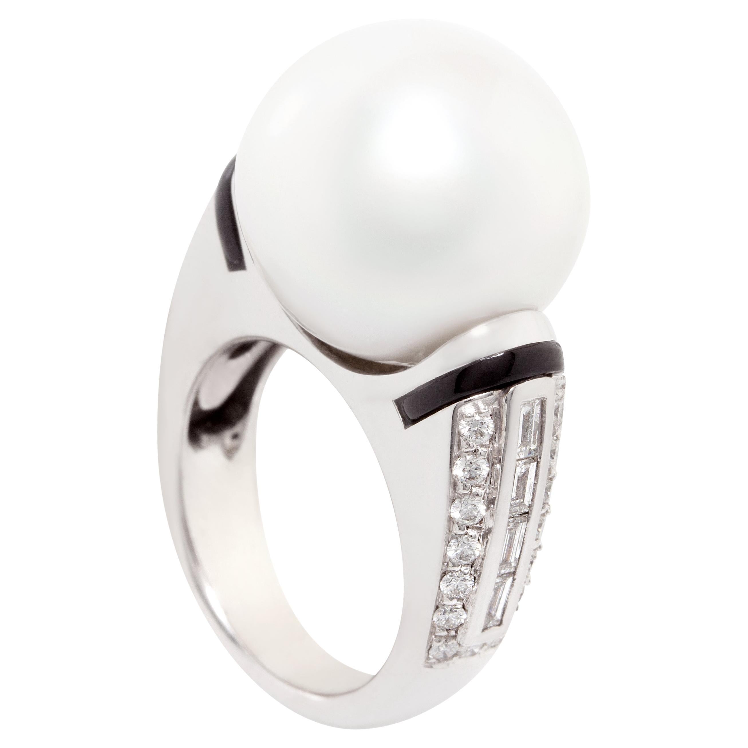 Ella Gafter 17mm South Sea Pearl Diamond Cocktail Ring For Sale