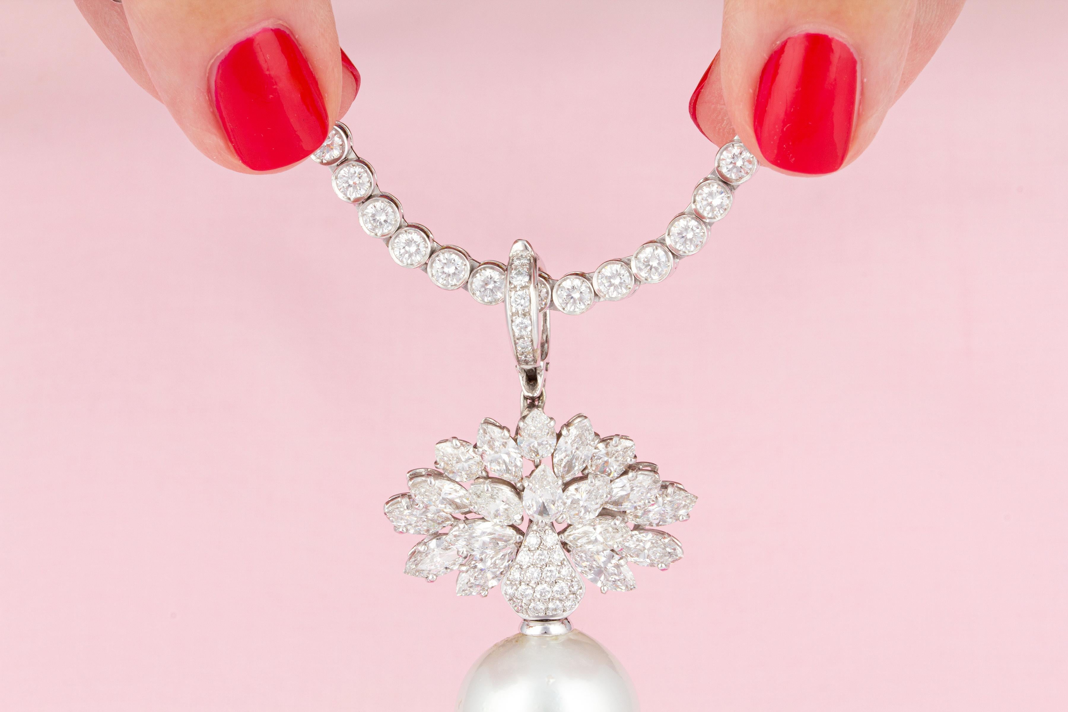 Ella Gafter 17mm Südseeperlen-Diamant-Anhänger-Halskette im Zustand „Neu“ im Angebot in New York, NY