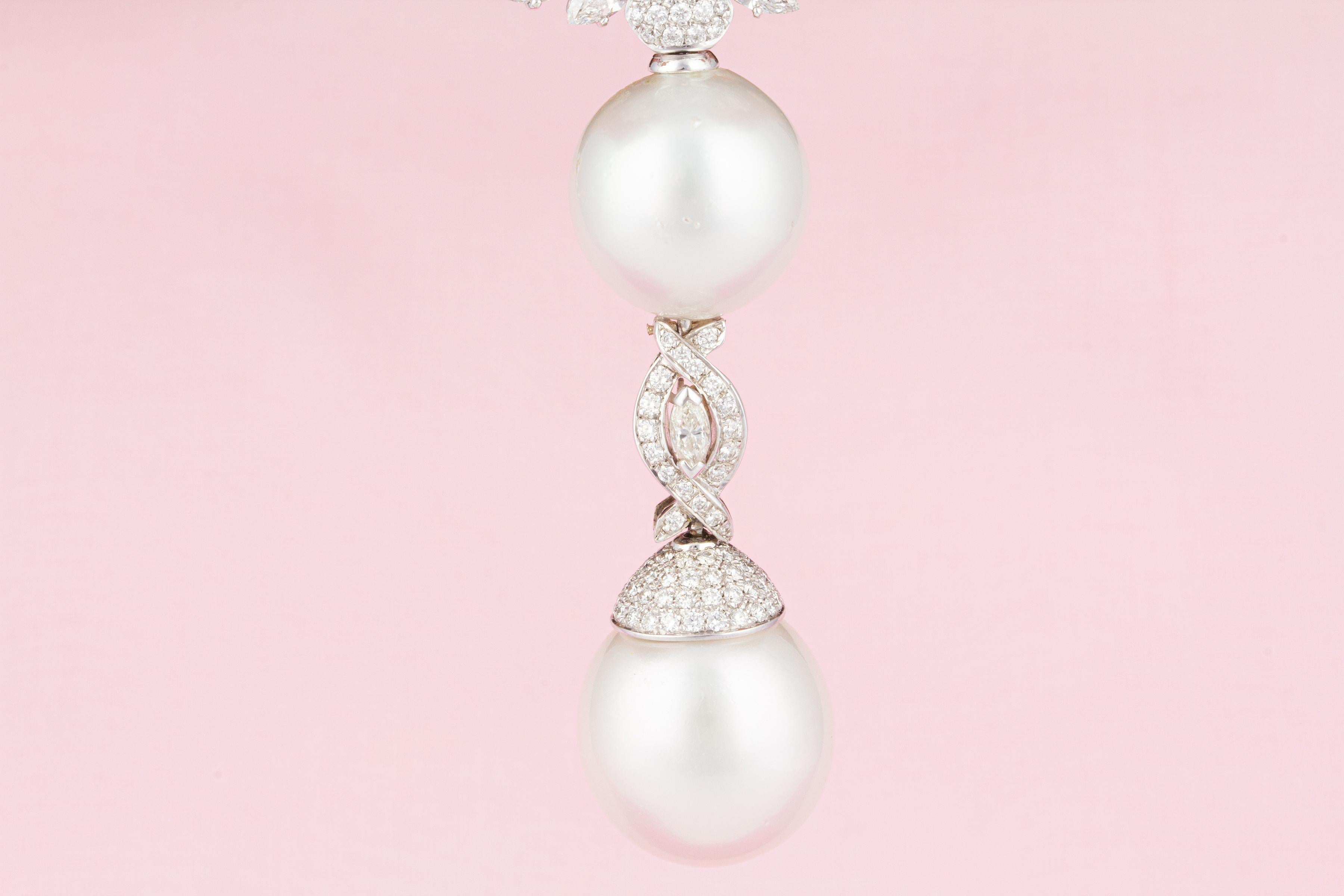 Ella Gafter 17mm South Sea Pearl Diamond Pendant Necklace In New Condition For Sale In New York, NY