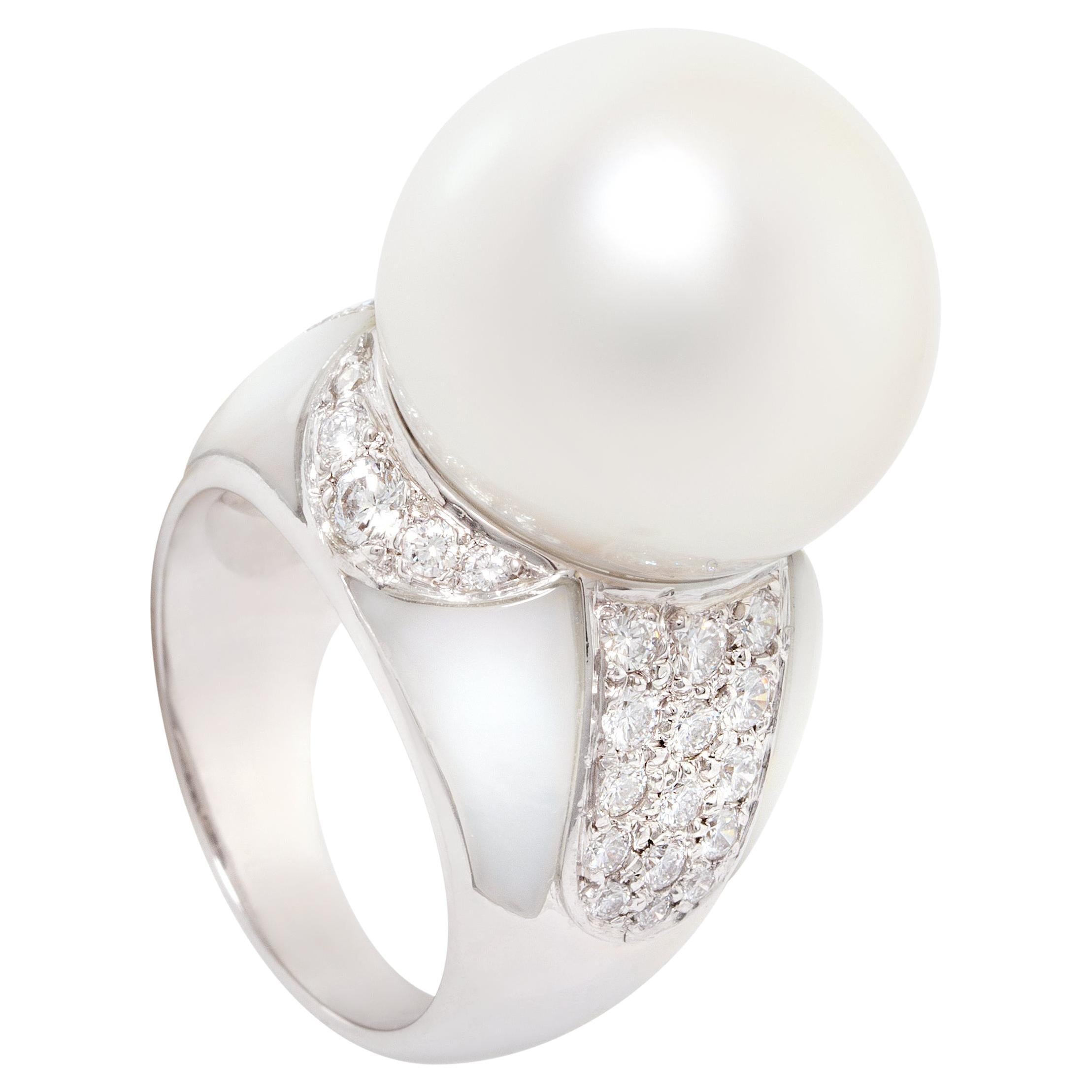 Ella Gafter 17mm South Sea Pearl Diamond Ring For Sale