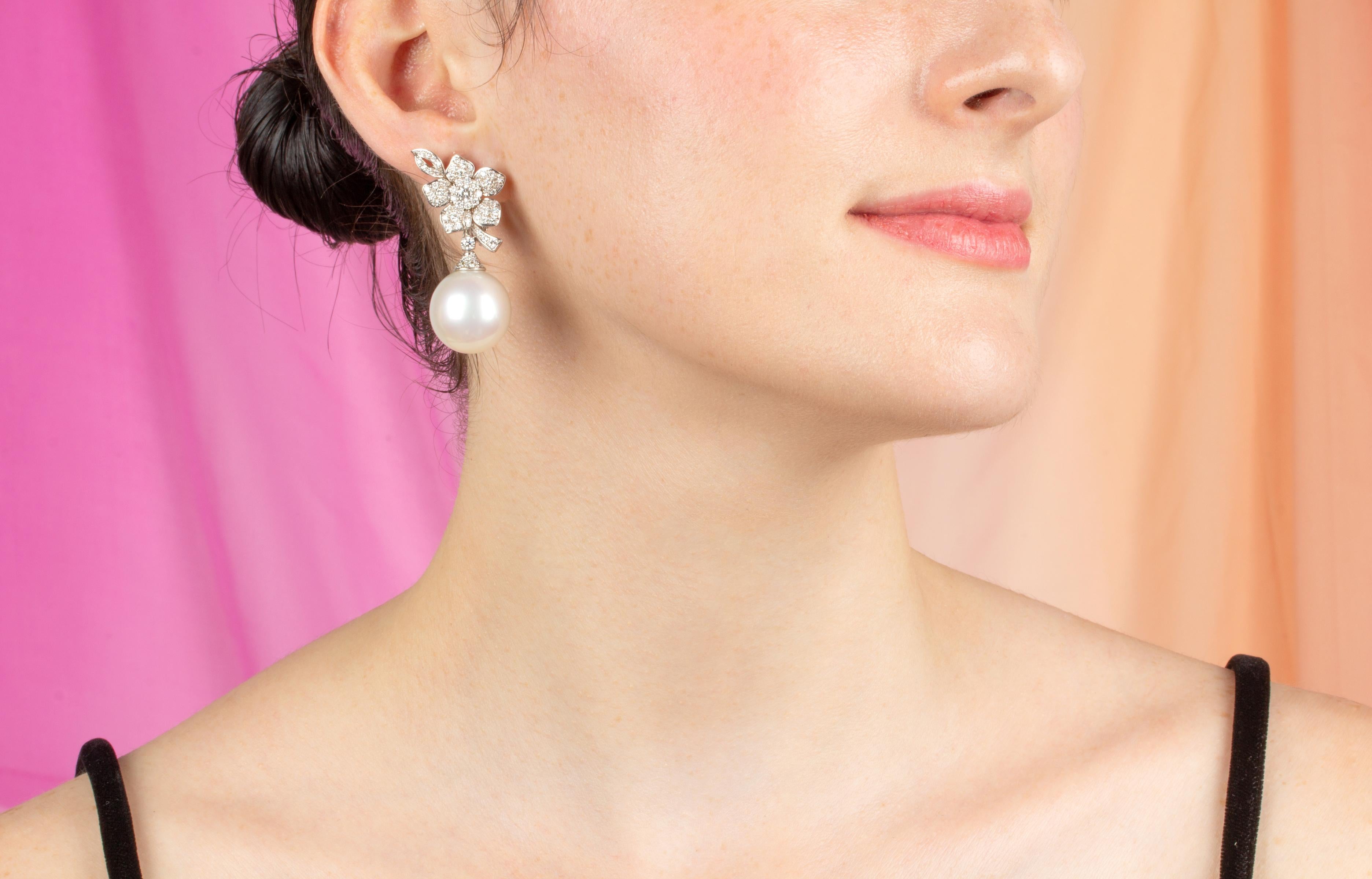 flower and pearl earrings