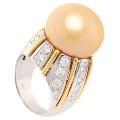 Ella Gafter 18mm Golden Pearl Diamond Ring