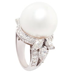 Ella Gafter 18mm South Sea Pearl Diamond Cocktail Ring