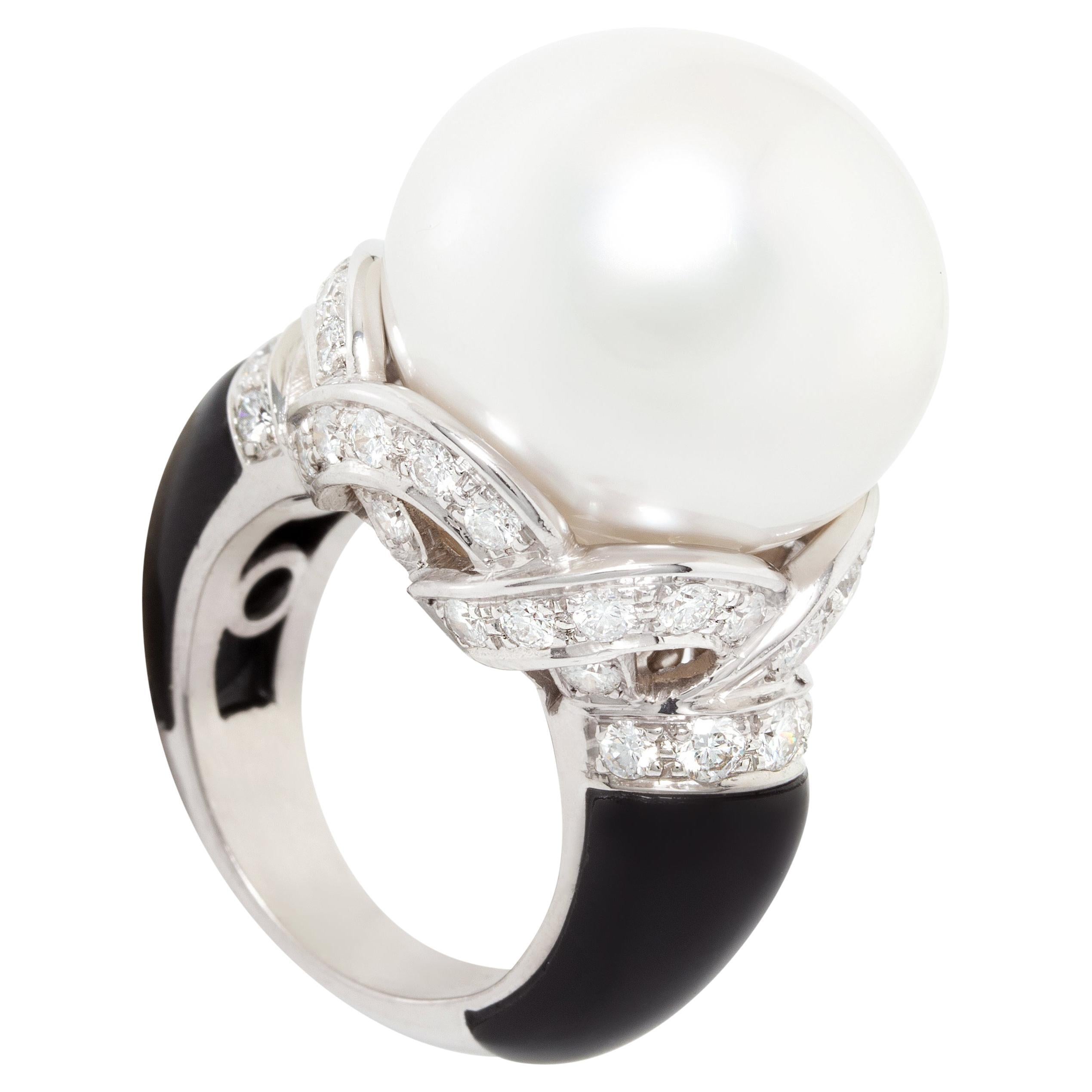 Ella Gafter 19.5mm South Sea Pearl Diamond Ring For Sale