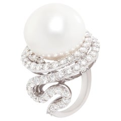 Ella Gafter 19mm South Sea Pearl Diamond Cocktail Ring