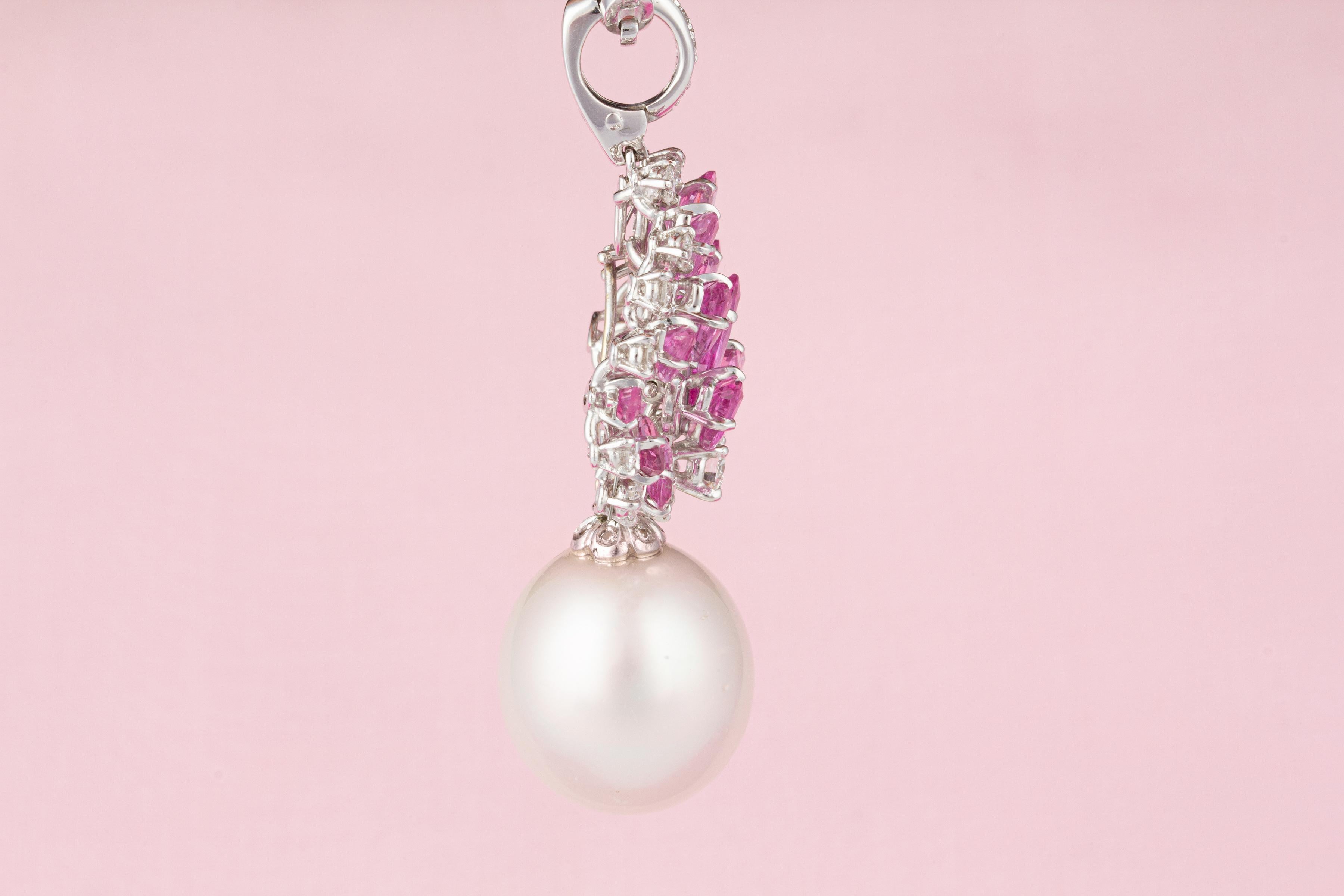 Ella Gafter Pearl Pink Sapphire Diamond Necklace For Sale 3