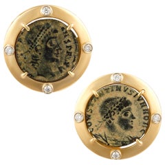 Antique Coin and Diamond Cufflinks 18k Gold Design by Ella Gafter