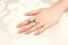 Aquarius Zodiac Cocktail Ring South Sea Pearl Diamonds Design by Ella Gafter