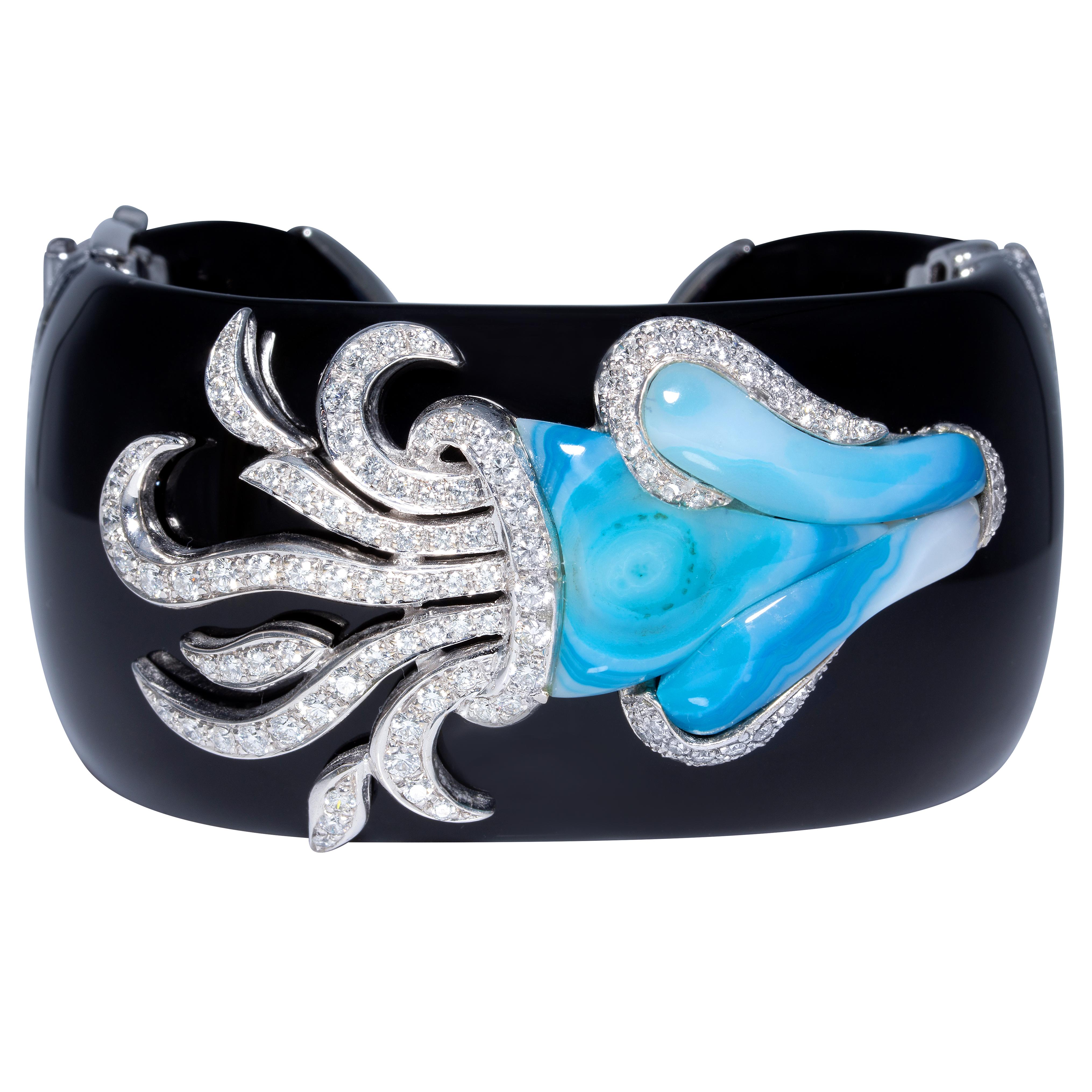 Ella Gafter Aquarius Zodiac Cuff Bracelet with Diamonds