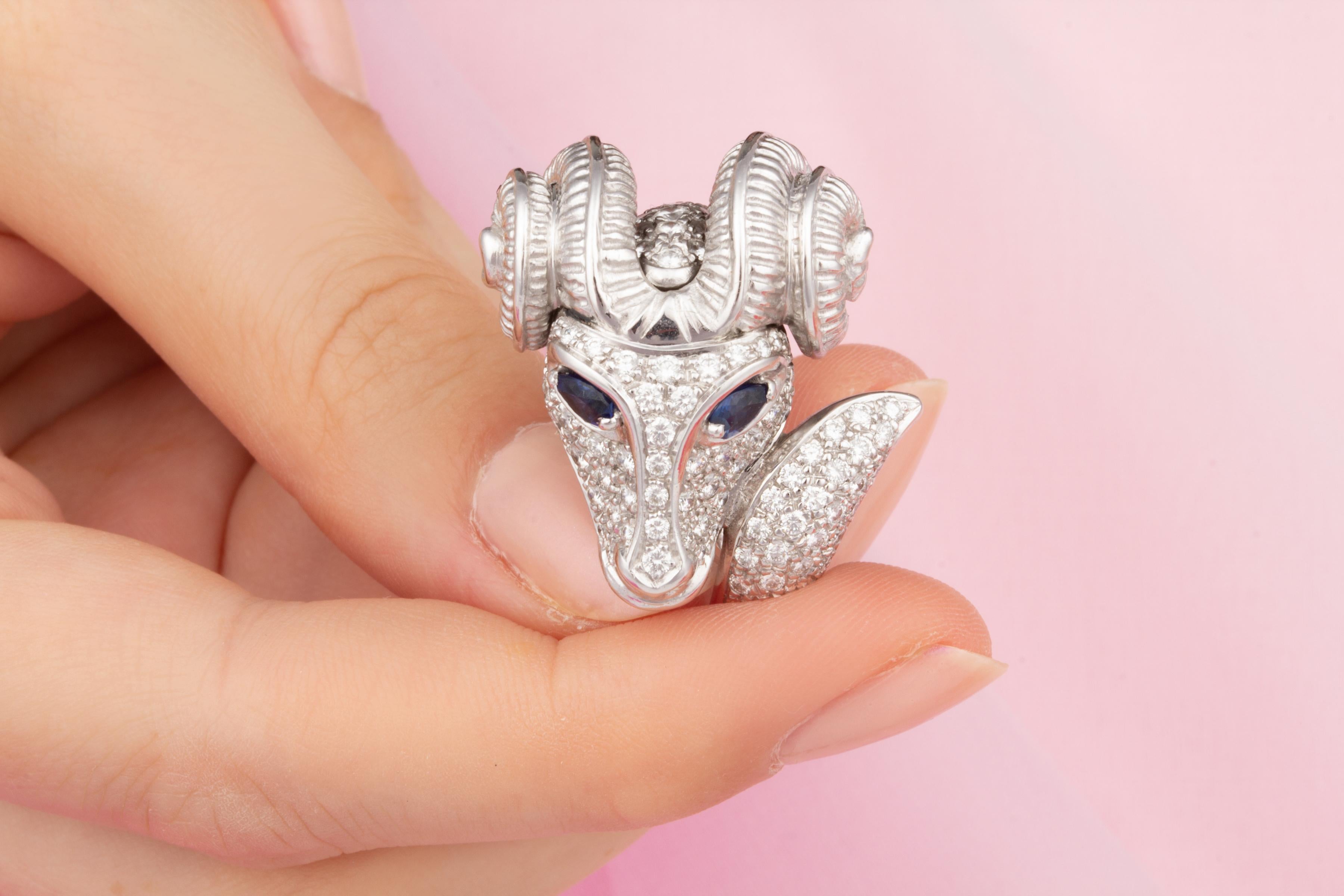 Brilliant Cut Ella Gafter Aries Diamond Zodiac Ring  For Sale