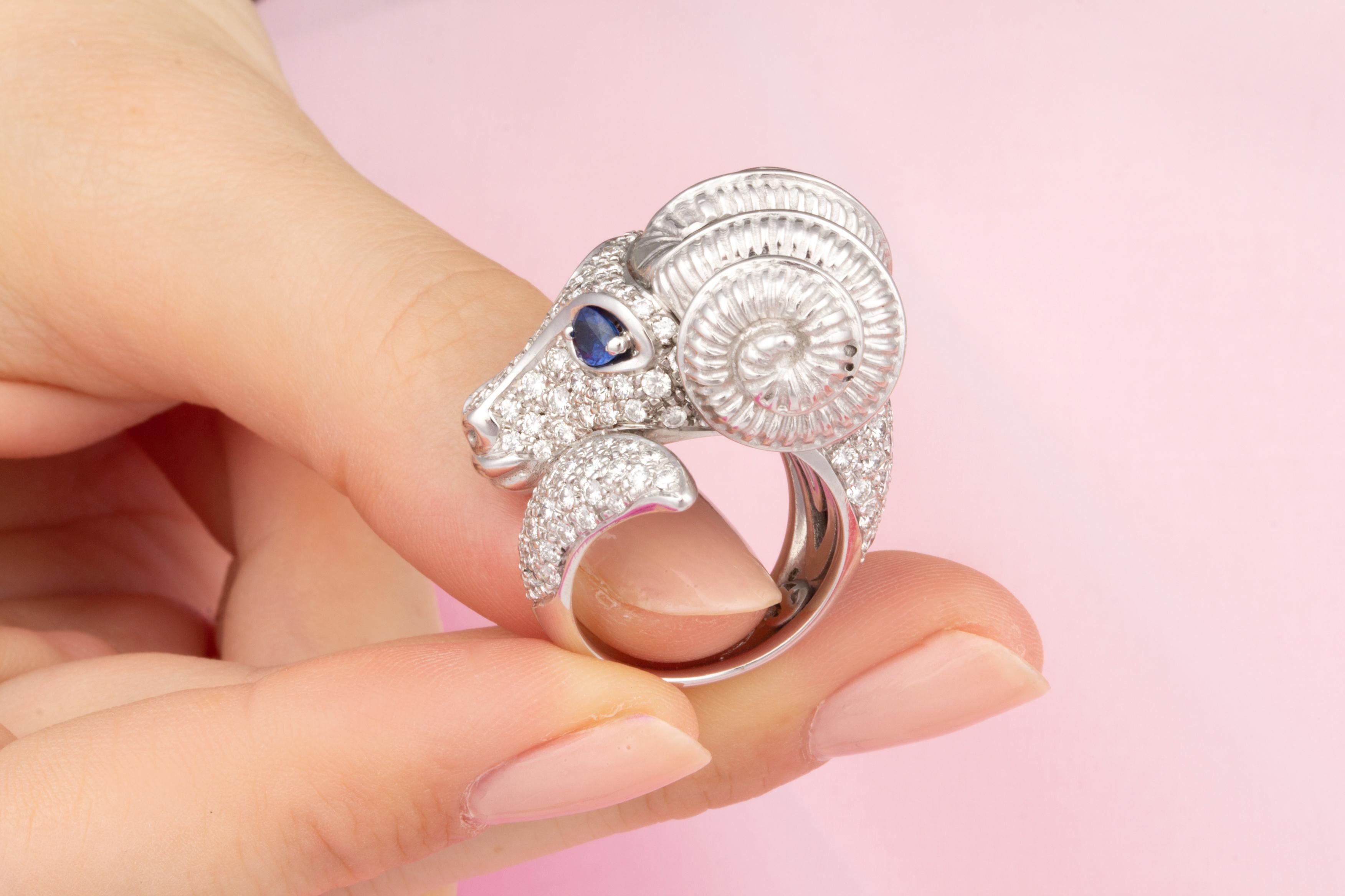 Women's or Men's Ella Gafter Aries Diamond Zodiac Ring  For Sale