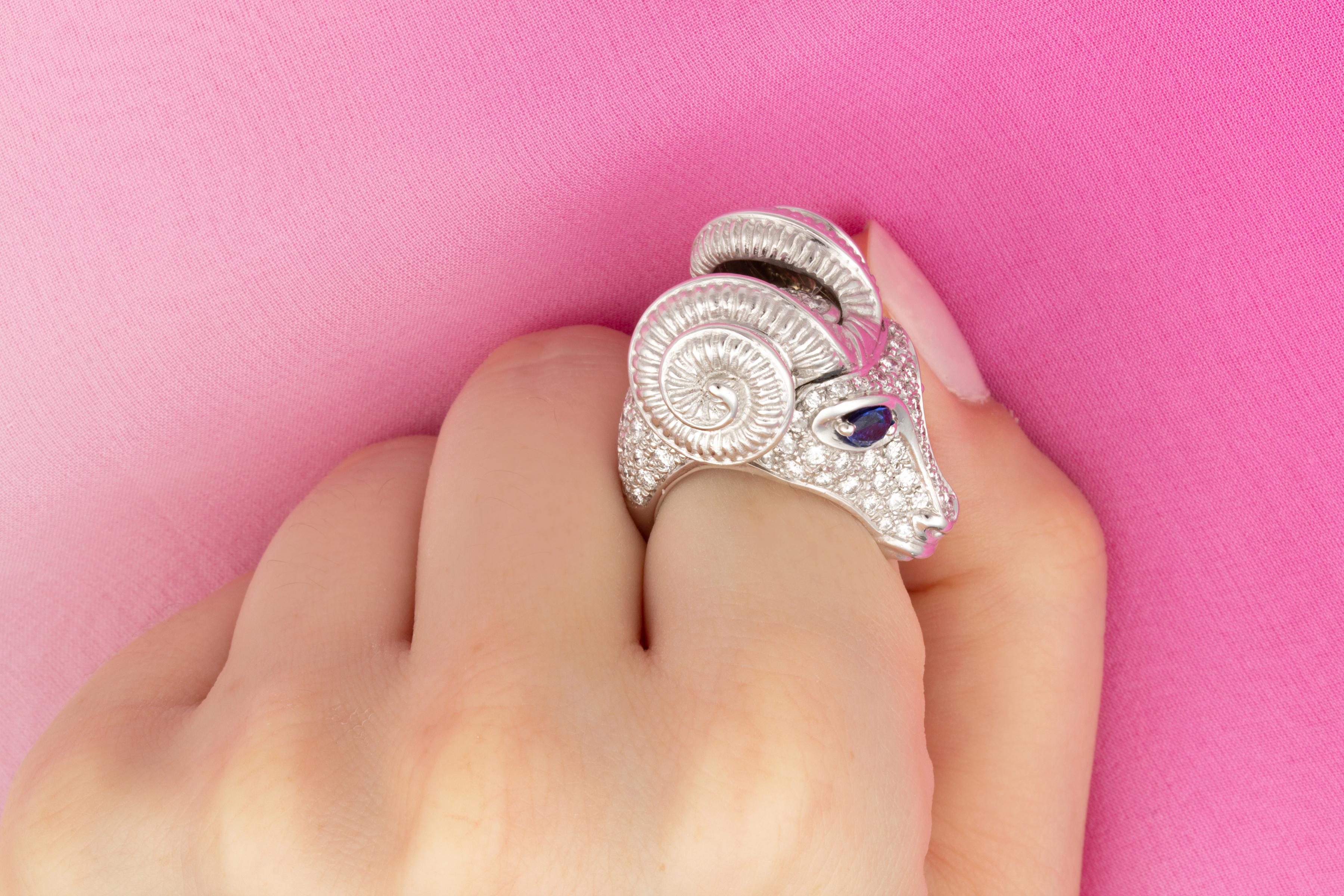 Artist Ella Gafter Aries Diamond Zodiac Ring  For Sale