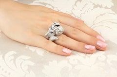 Aries Zodiac Cocktail Ring Diamonds Sapphire Design by Ella Gafter