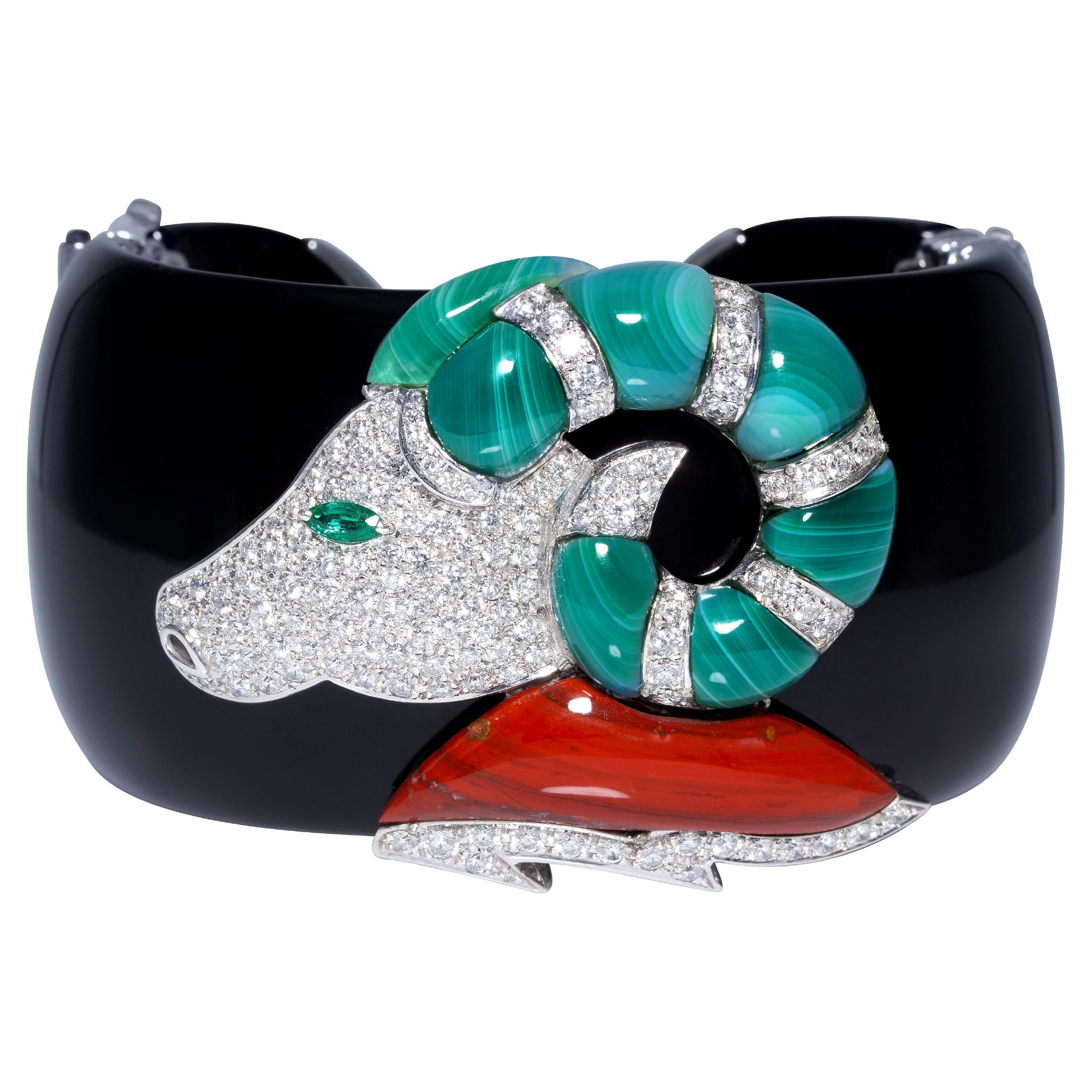 Ella Gafter Aries Zodiac Cuff Bracelet with Diamonds For Sale