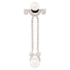 Ella Gafter Art Déco Style Diamond Pearl Brooch