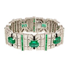 Ella Gafter Art Déco Style Emerald Diamond Cuff Bracelet