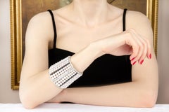 Pearl Diamond Onyx Cuff Bracelet Art Déco Design by Ella Gafter